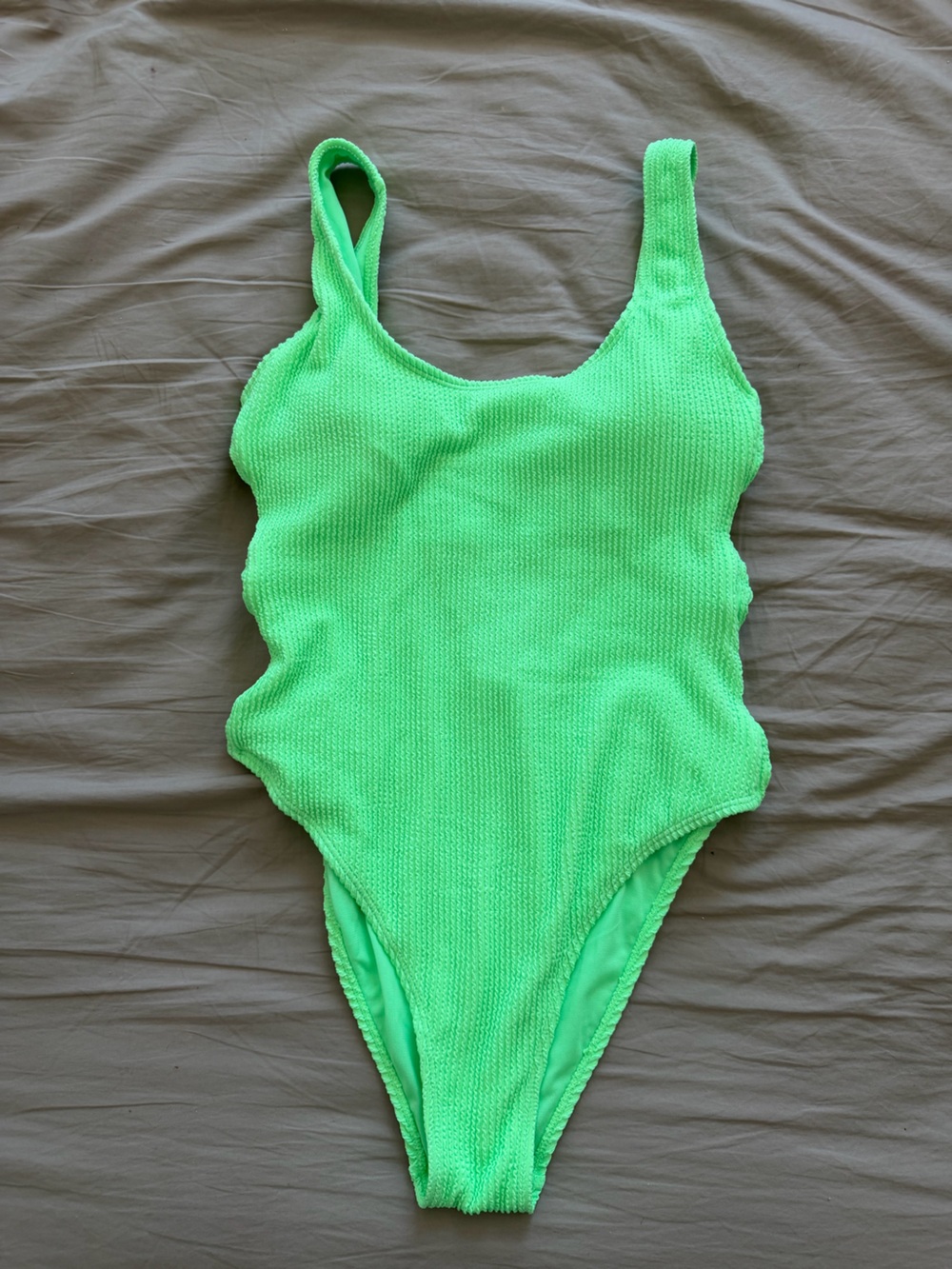 Green Textured One-Piece Swimsuit